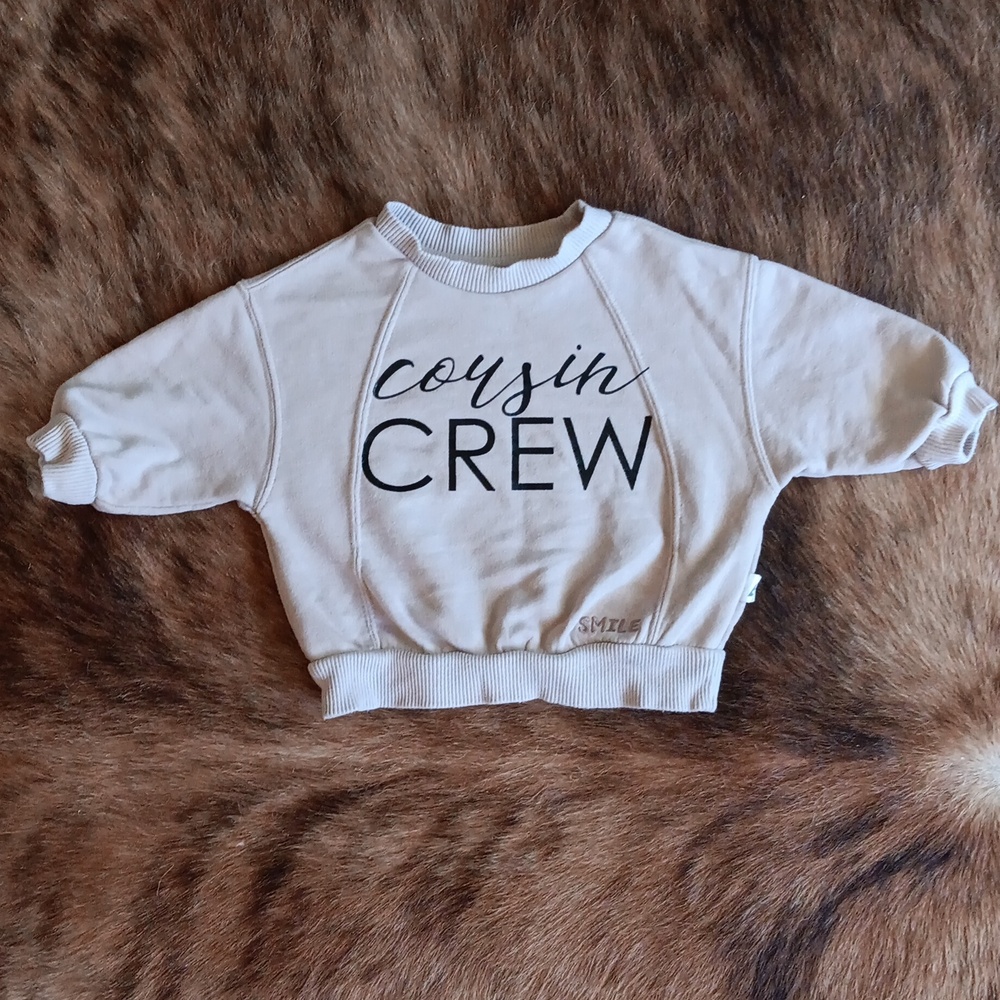 Easy Peasy Cousin crew organic cotton sweatshirt tan